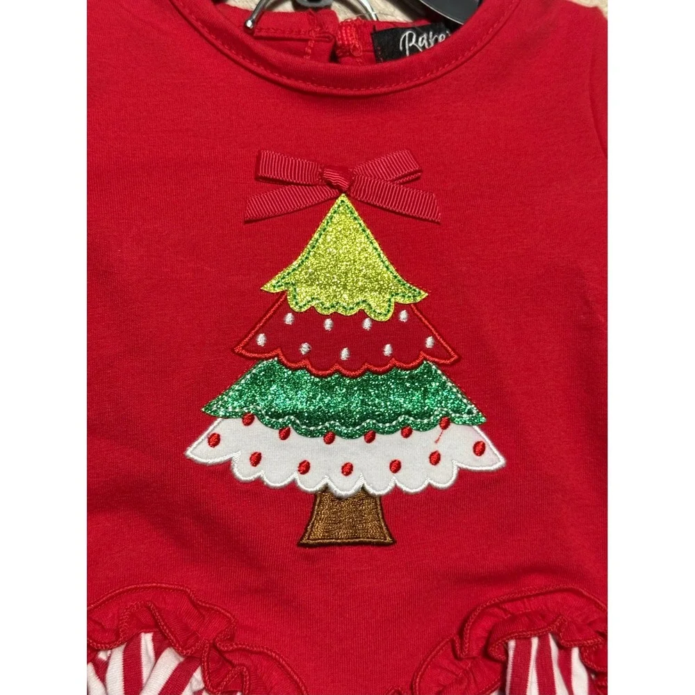 Baby Girl Christmas‎ Outfit Red Tree Ruffle Pants Set 6M